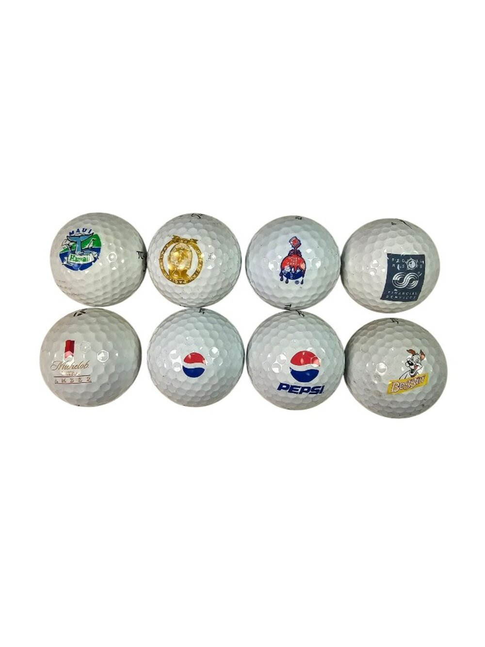 Lot of 8 Used Logo Golf Balls Branding Advertising Collectible Promotional